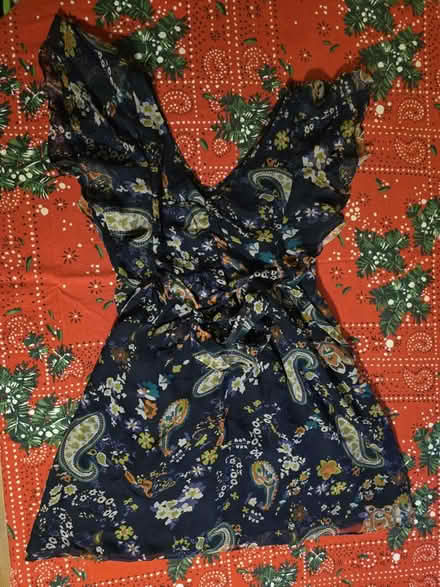 Photo of free Navy Paisley Ruffle Dress (Medium) (West 7th) #1