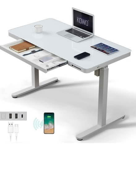 Photo of free White glass height adjustable desk (Andover SP11) #2