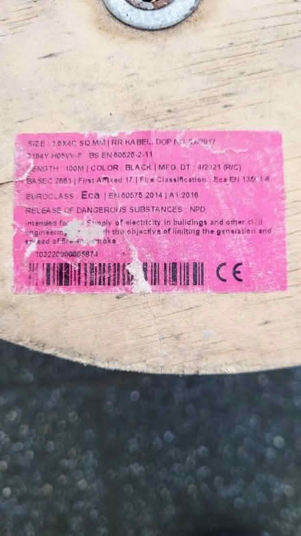 Photo of free Reel of 4 core cable (Cv23 8eg) #1