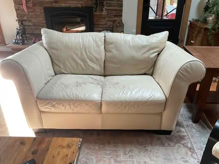 Photo of free Cream Leather couch/love seat (Ridgeville) #1
