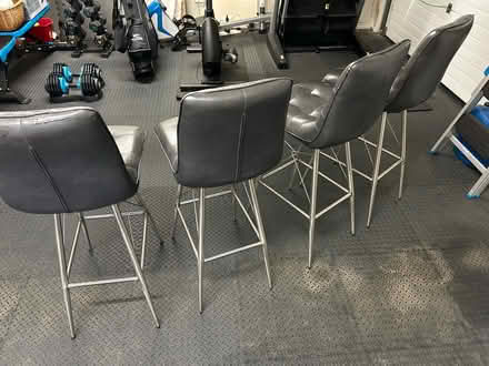 Photo of free 4 grey leather bar stools (Monkstown BT37) #4