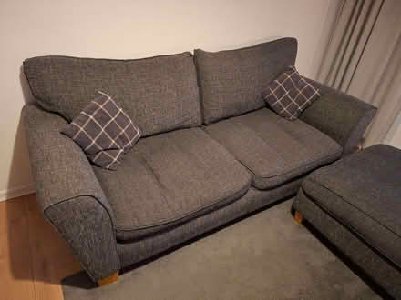 Photo of free Grey sofa and footstool (Earlsfield SW17) #1