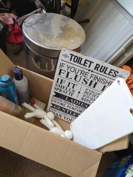 Photo of free Bin tin sign bathroom bits (Kempston MK42) #1
