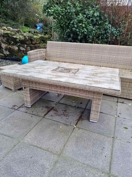 Photo of free Garden rattan sofa table & cushions (St Austell) #2