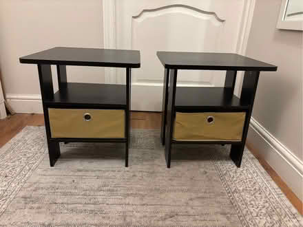 Photo of free Two black bedside tables with canvas drawer inserts (Rose Hill OX4) #1