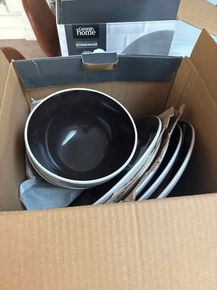 Photo of free 2 x Boxes of Dinner Plates, Bowls and Saucers Black (Rowner PO13) #1