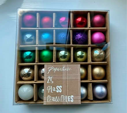 Photo of free Mini white Xmas tree and decorations (Arborfield Garrison RG2) #2