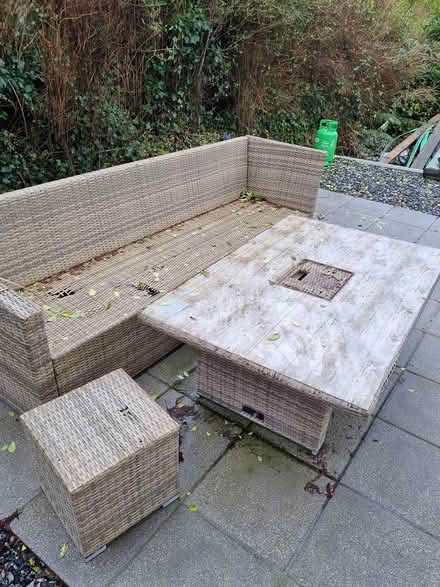 Photo of free Garden rattan sofa table & cushions (St Austell) #1