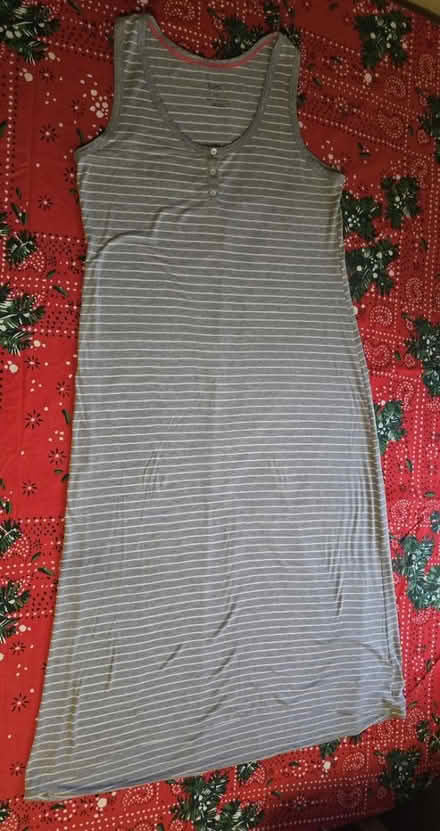 Photo of free Gray & White Striped Maxi Dress (L) (West 7th) #2