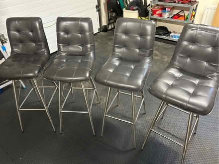 Photo of free 4 grey leather bar stools (Monkstown BT37) #1