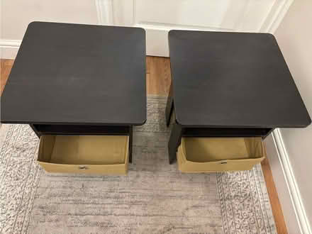 Photo of free Two black bedside tables with canvas drawer inserts (Rose Hill OX4) #2