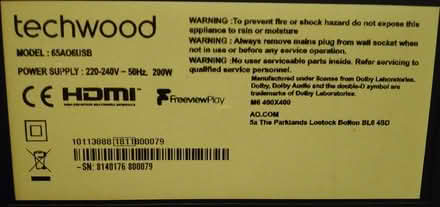 Photo of free Techwood 65" TV (Parson Cross S5) #3