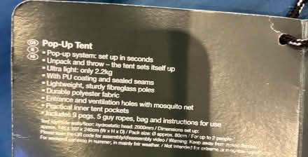 Photo of free Pop up tent (Welling DA7) #4