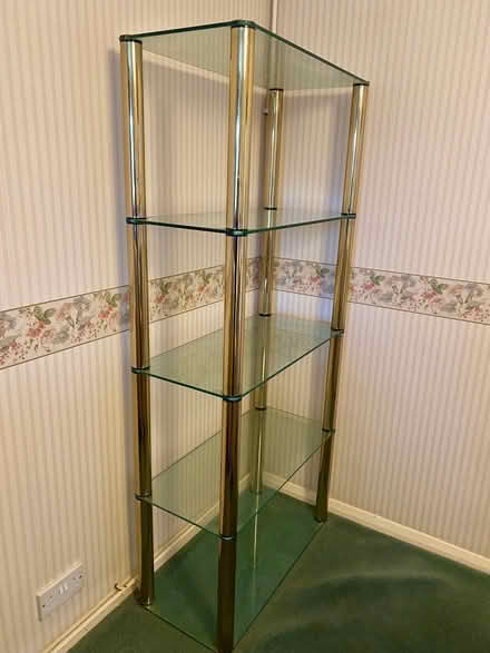 Photo of free Brass and glass shelf unit (Cranham Gate GL3) #2