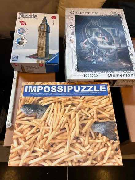 Photo of free 3 boxes of puzzles (Lambs Green RH12) #1