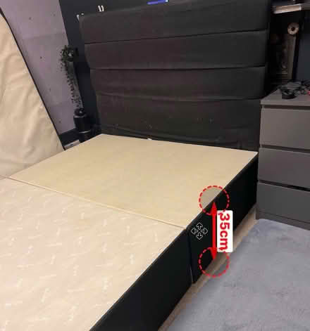 Photo of free King size divan base & headboard (Lambs Green RH12) #2