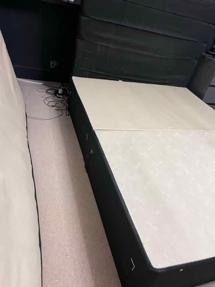 Photo of free King size divan base & headboard (Lambs Green RH12) #3