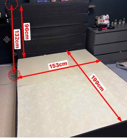 Photo of free King size divan base & headboard (Lambs Green RH12) #1