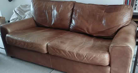 Photo of free Leather sofa, can fit 3 people (Moseley B13) #1