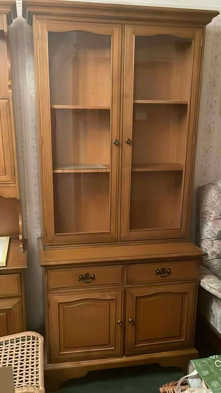 Photo of free Dining table 6/8 seat 6 chairs, matching book case dresser (Old Harlow CM17) #3