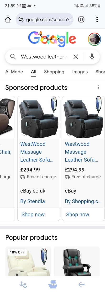 Photo of free Westwood leather massage Chair (Great Barr B44) #1