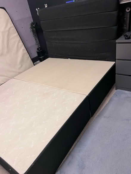 Photo of free King size divan base & headboard (Lambs Green RH12) #4