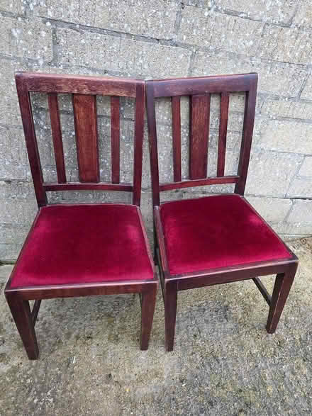 Photo of free Two red dining chairs (Stroud) #1