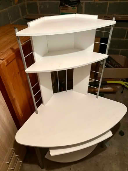 Photo of free Compact corner desk with shelves and keyboard tray (Teams NE11) #2