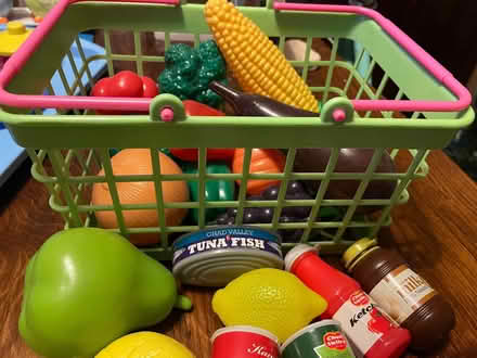 Photo of free Kids plastic shopping basket with food (Higham Hill E17) #1