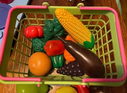 Photo of free Kids plastic shopping basket with food (Higham Hill E17) #2