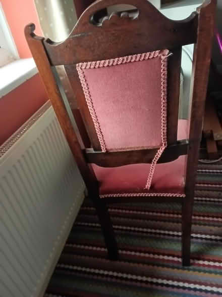 Photo of free 4x wood and velvet cushion chairs (stalybridge SK15) #3
