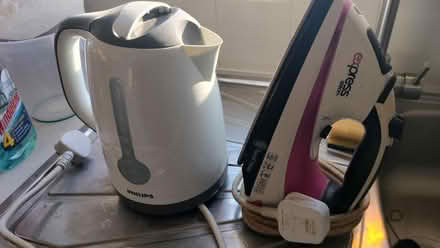 Photo of free Kitchen clear out, kettle, iron, cutlery drawers, silver microwave, plates bowls etc (Southport PR8) #1