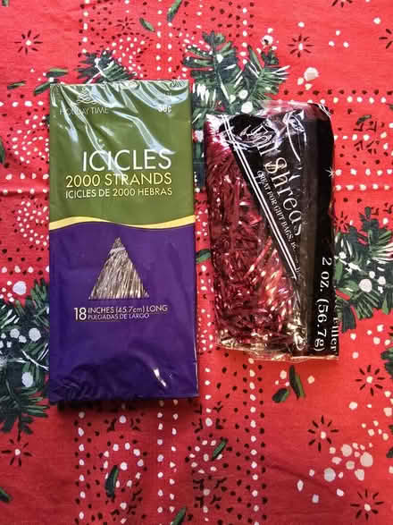 Photo of free Silver Icicle Trim & Red Shreds (West 7th) #1