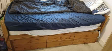 Photo of free Single pine trundle bed (Sible Hedingham CO9) #3