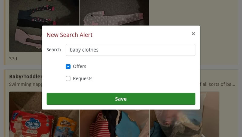 Creating an alert for free baby stuff