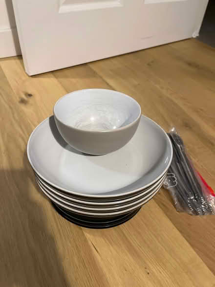 Photo of free Assorted Denby plates and cutlery (Gallows Bridge EX1) #1