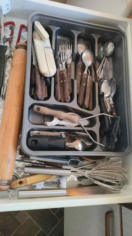 Photo of free Kitchen clear out, kettle, iron, cutlery drawers, silver microwave, plates bowls etc (Southport PR8) #3