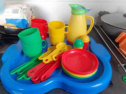 Photo of free Child's plastic tea set and tray (Styvechale, Coventry) #1