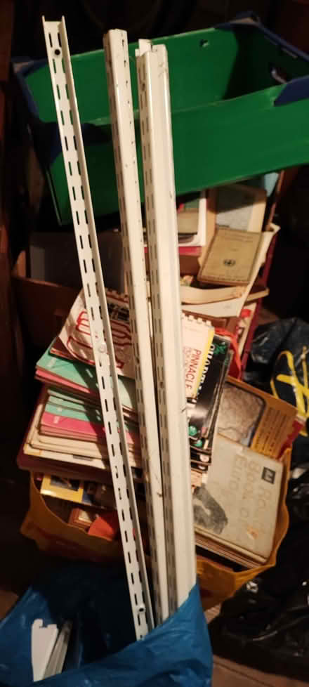 Photo of free White twin slot wall shelving uprights with brackets (Penzance TR18) #2