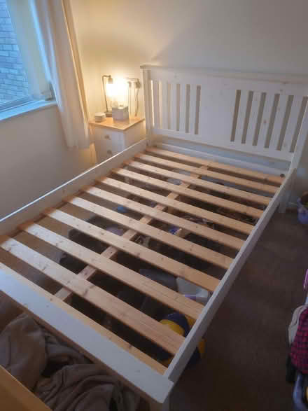 Photo of free White wooden double bed frame (Warden Hill) #2