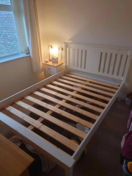Photo of free White wooden double bed frame (Warden Hill) #1