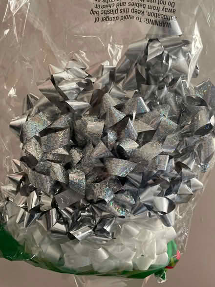 Photo of free Bah of silver and white bows (NW DC nr Silver Spring) #1
