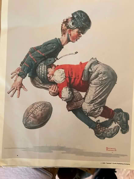 Photo of free Norman Rockwell print “Tackled” (Marley) #1