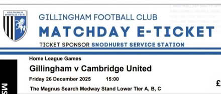 Photo of free 2 free football tickets (ME16) #1