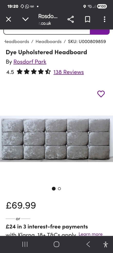 Photo of free New grey kingsize headboard (Marshside PR9) #3