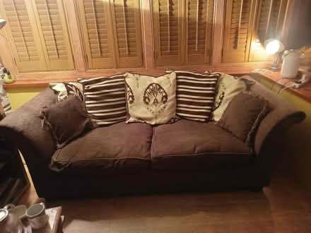 Photo of free Brown 3 seater settee (Kington, HR5) #1