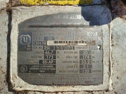 Photo of free 120 Gallon Propane Tank (Mooresville West Brawley Sch.) #2