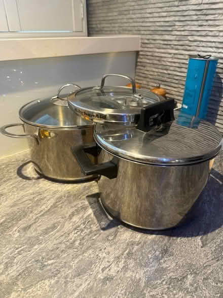 Photo of free Two big pans with lid and one lid (Enfield N13) #1