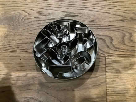 Photo of free Metal number biscuit cutters in a tin. (Brampton S40) #1