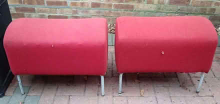 Photo of free two rectangular upholstered fabric red stools (Brandon IP27) #1